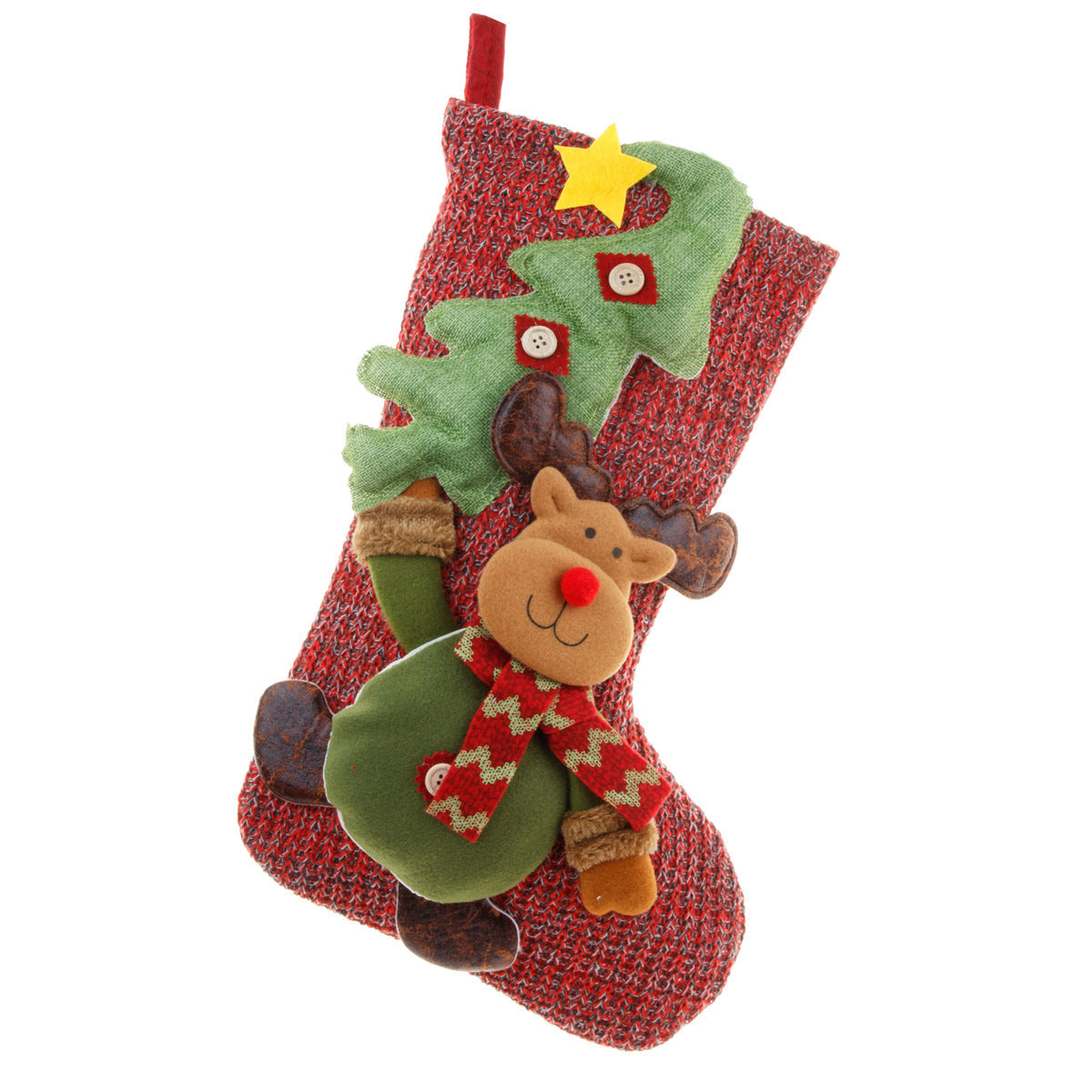 Christmas Decorations Knitted Yarn Large 3D Santa Claus Snowman Deer Christmas Socks Gift Bag