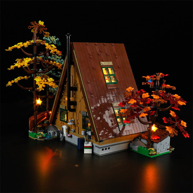 Compatible with LEGO 21338 A-shaped wooden house LED lighting creative ornaments, luminous toys, and building blocks
