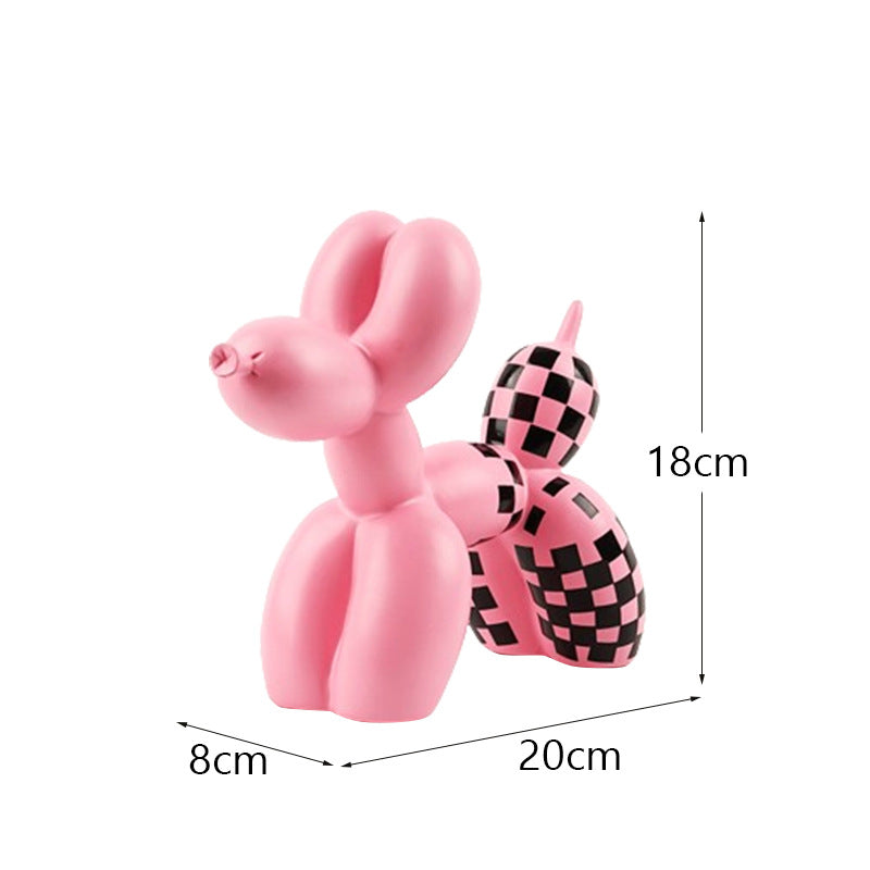 New black and white plaid balloon dog ornaments creative TV cabinet wine cabinet living room porch resin crafts