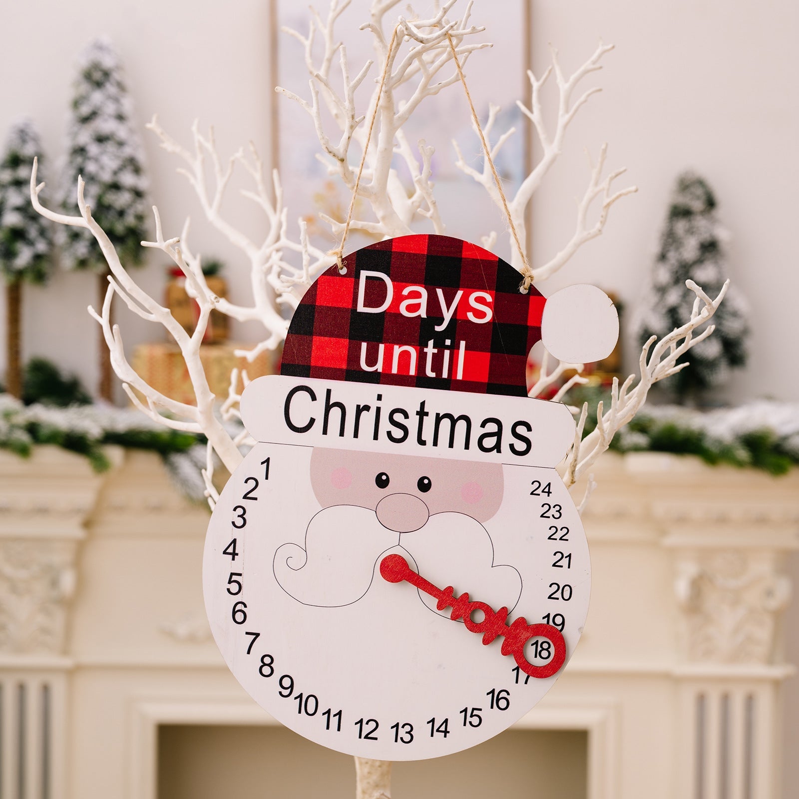 Christmas decorations Christmas plaid hat old man hat snowman pointer wooden calendar