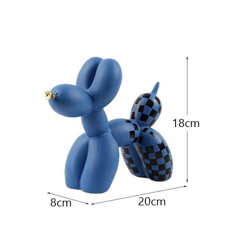 New black and white plaid balloon dog ornaments creative TV cabinet wine cabinet living room porch resin crafts