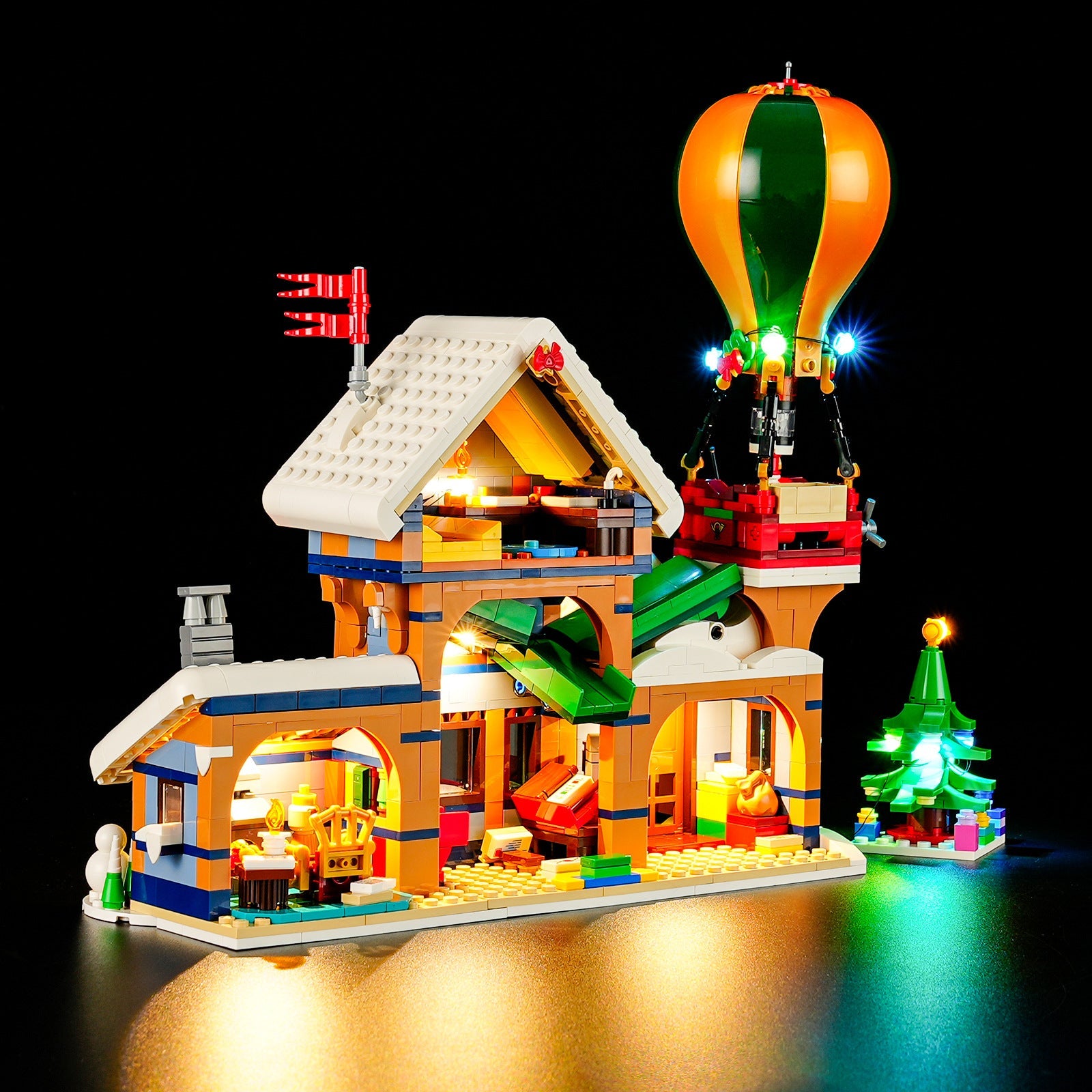 YB brand compatible with LEGO 10339 Santa Claus Post Office building blocks, LED lighting fixtures, winter lighting model ornaments