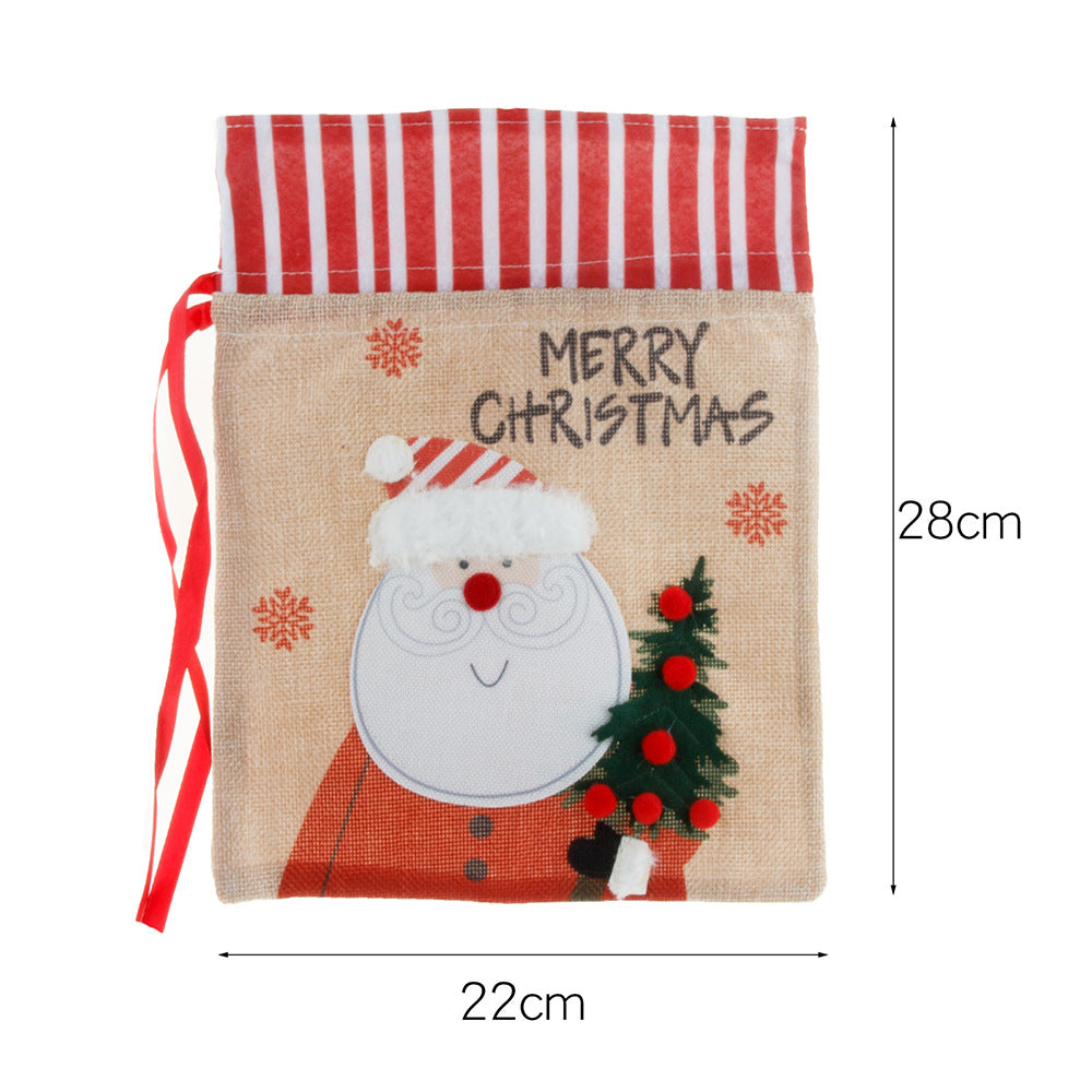 Christmas decorations, burlap gift bags, candy bags, apple bags, cartoon Christmas gift bags