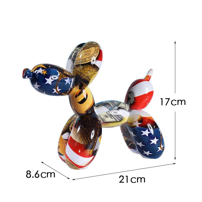 New black and white plaid balloon dog ornaments creative TV cabinet wine cabinet living room porch resin crafts