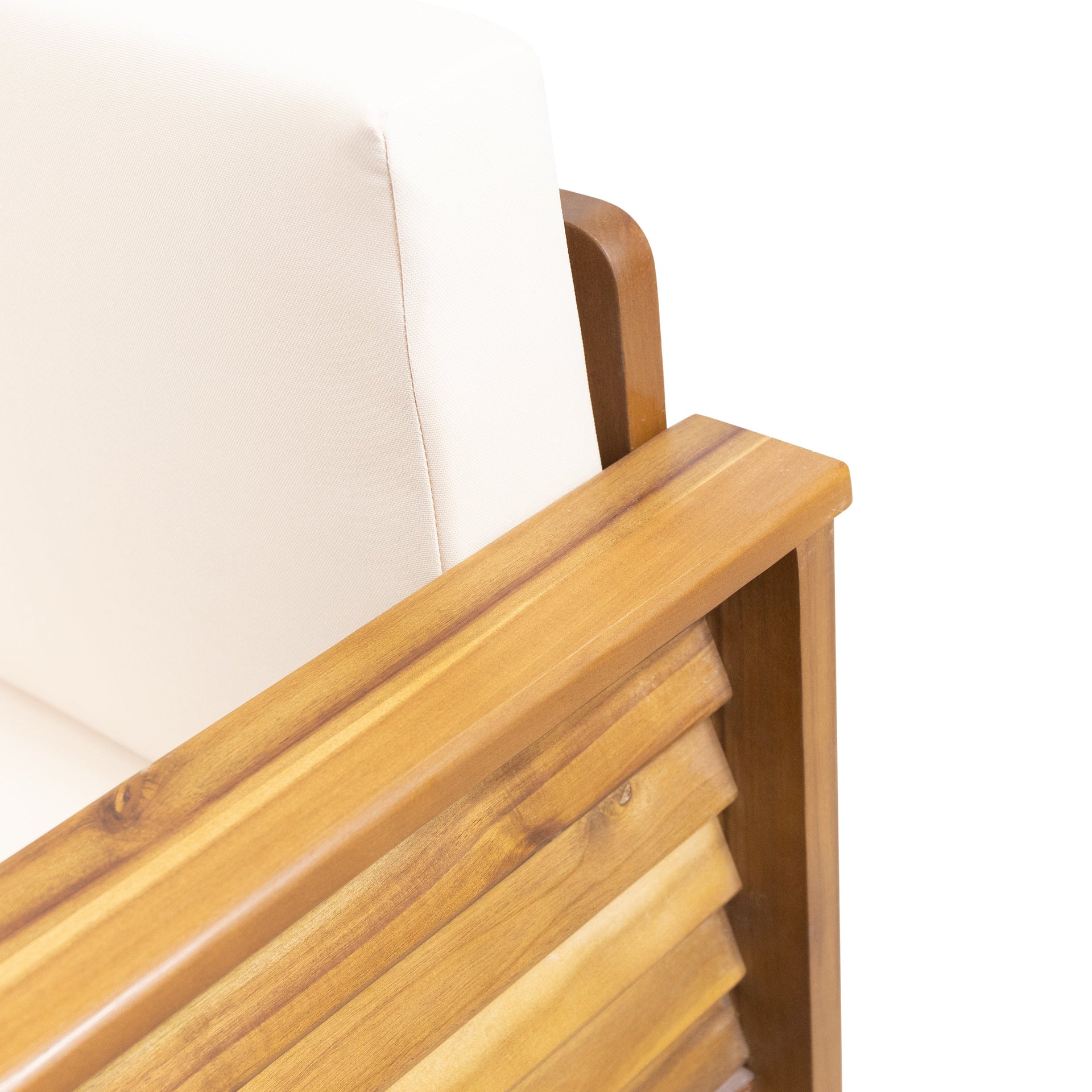 ( Set of 2) Outdoor Acacia Wood Club Chairs with Cushions, Teak+Beige, 27.75