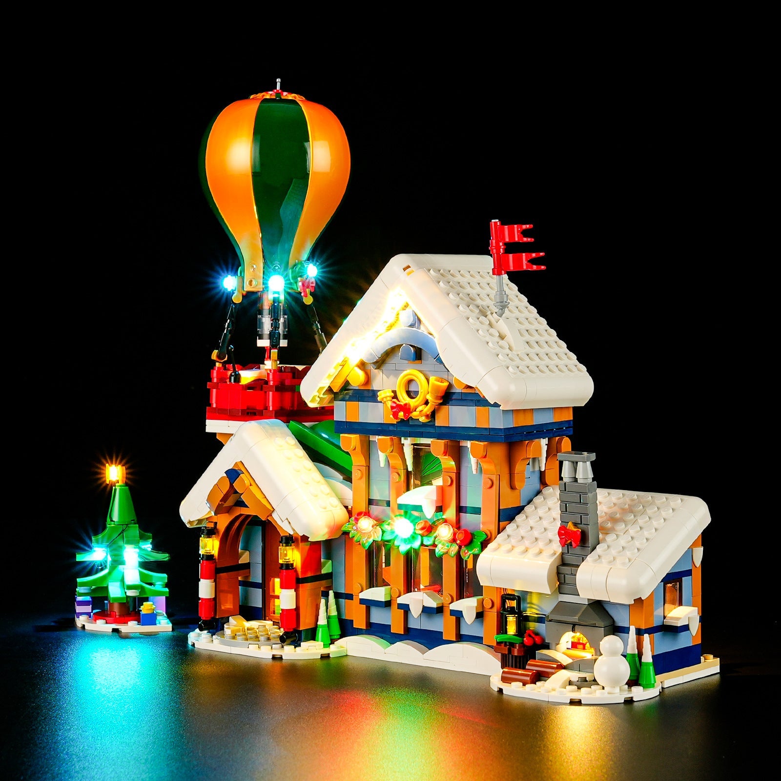 YB brand compatible with LEGO 10339 Santa Claus Post Office building blocks, LED lighting fixtures, winter lighting model ornaments
