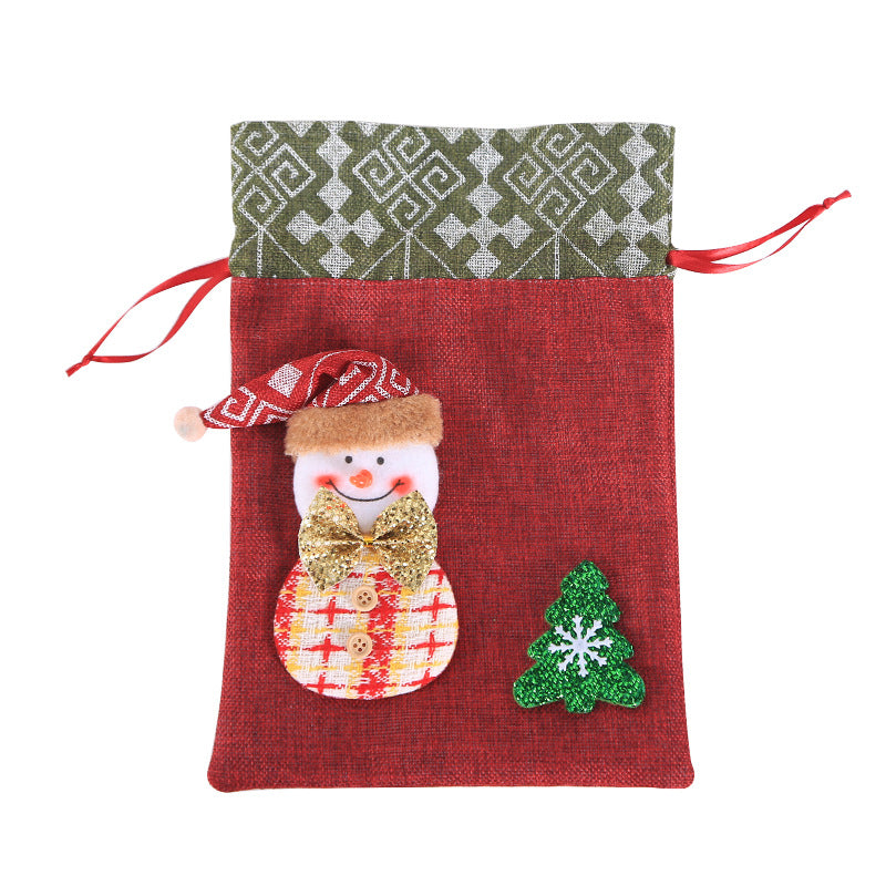 Christmas decoration gift bag, children's linen bundle mouth apple bag, candy biscuit bag, Christmas gift bag