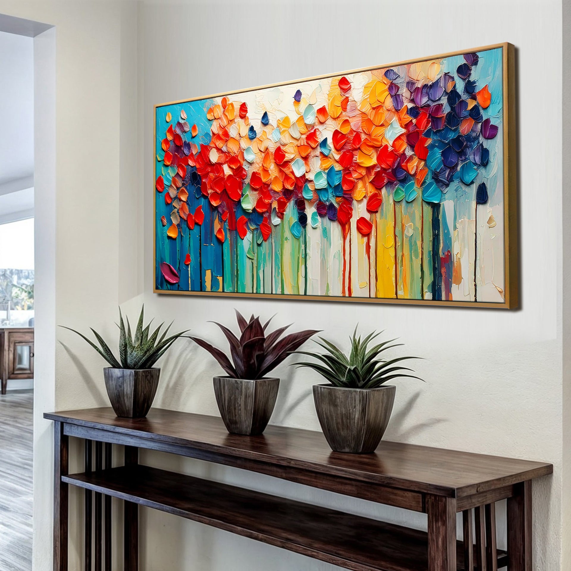 Colorful Petals Impasto Wall Art