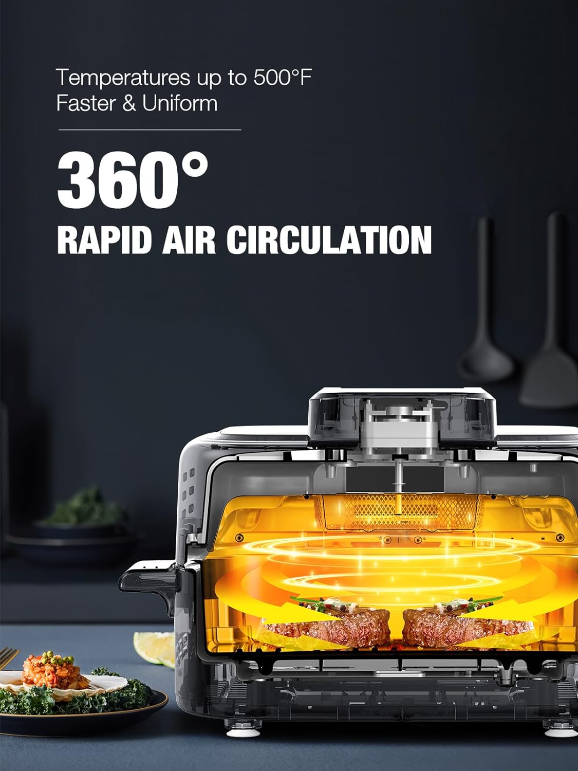 5-IN-1 5QT Indoor Air Fry, Crisps, Roasts, Reheats, & Dehydrates, for Quick, Easy Meals,Nonstick,Black