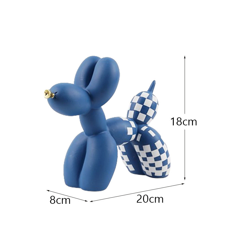 New black and white plaid balloon dog ornaments creative TV cabinet wine cabinet living room porch resin crafts