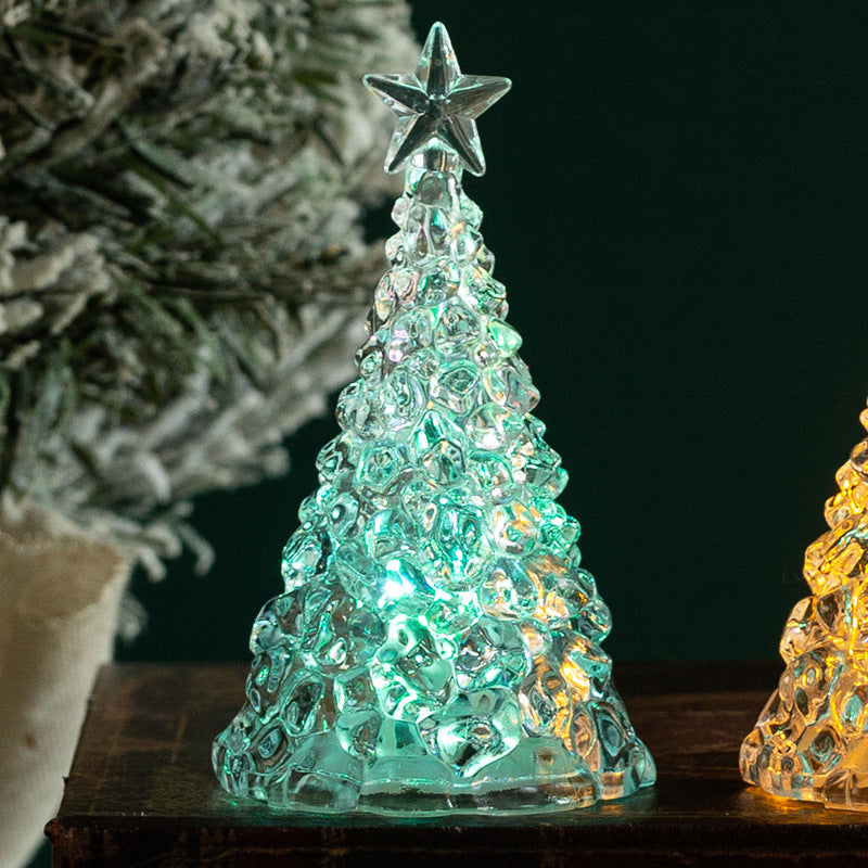 Christmas decoration mini luminous Christmas tree transparent crystal night light cross-border desktop decoration props small gifts