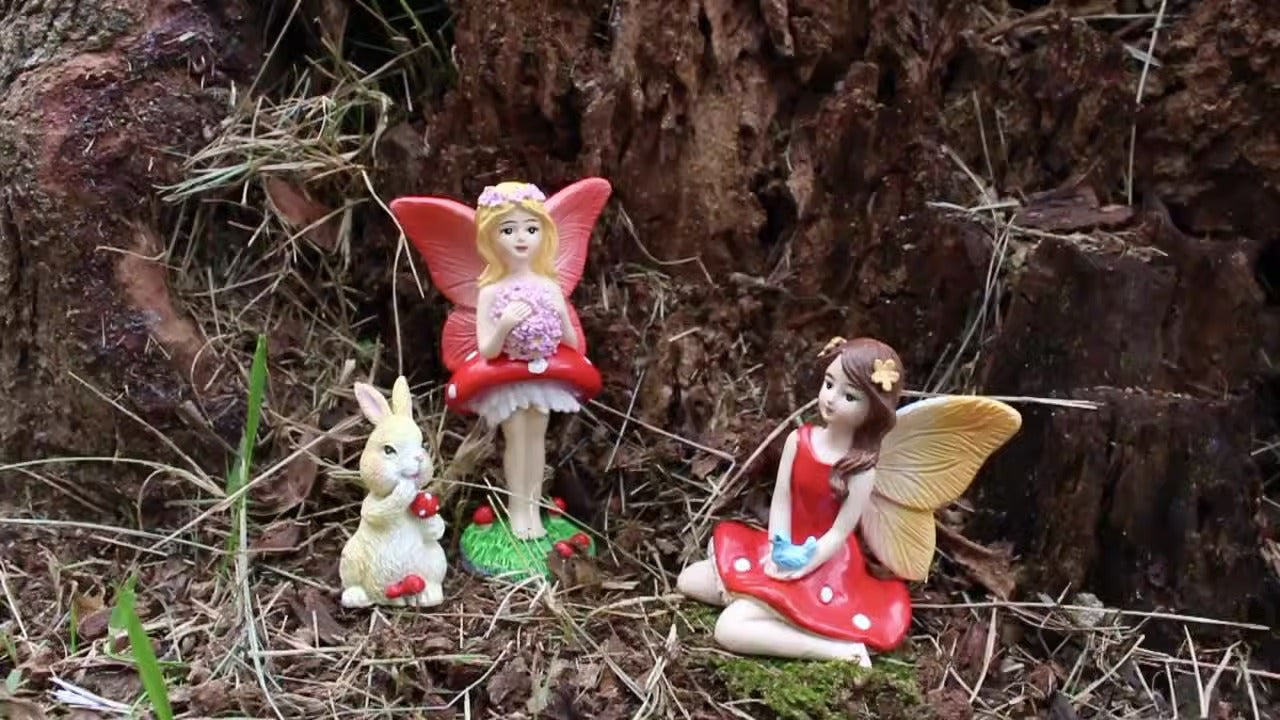 Creative resin elf statue with mushroom flower fairy ornaments