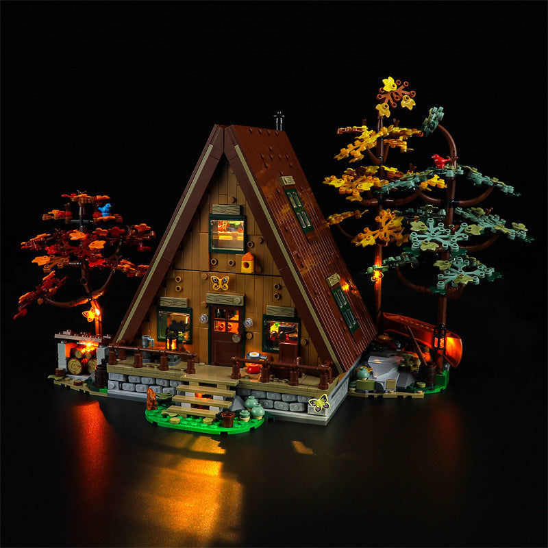 Compatible with LEGO 21338 A-shaped wooden house LED lighting creative ornaments, luminous toys, and building blocks