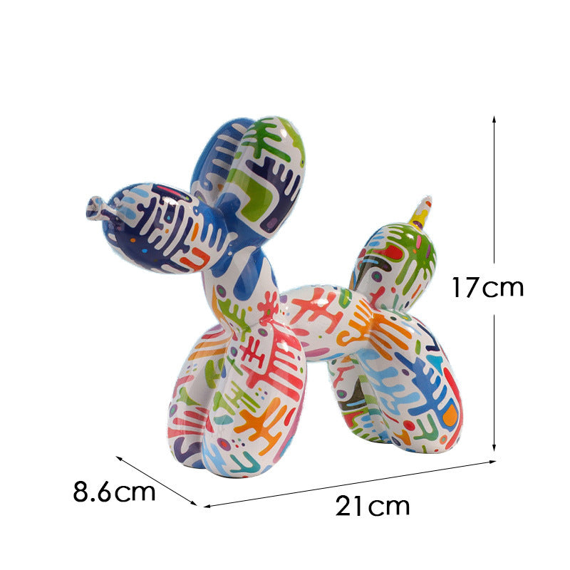 New black and white plaid balloon dog ornaments creative TV cabinet wine cabinet living room porch resin crafts