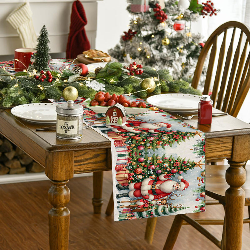 Christmas decoration table flag home fabric tablecloth holiday party tablecloth tea flag Christmas tree print