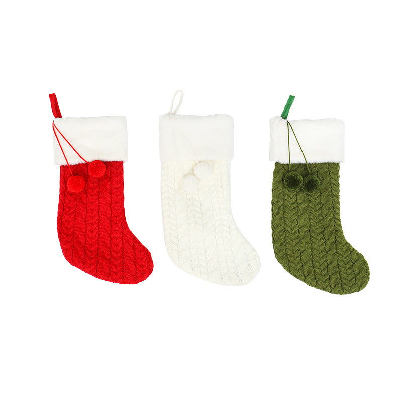 Christmas Decorations Knitted Wool Thick White Wool Socks Hotel Home Christmas Socks