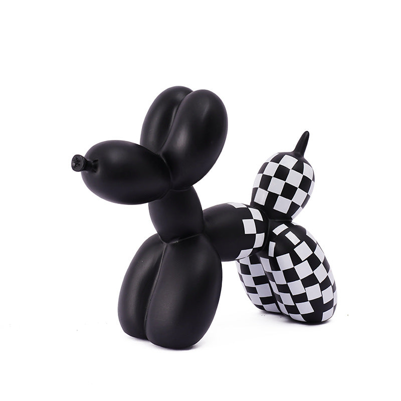New black and white plaid balloon dog ornaments creative TV cabinet wine cabinet living room porch resin crafts