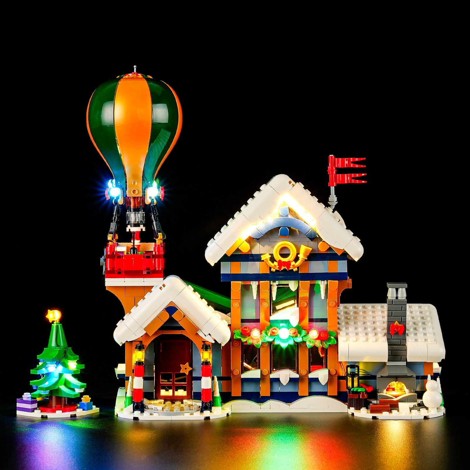 YB brand compatible with LEGO 10339 Santa Claus Post Office building blocks, LED lighting fixtures, winter lighting model ornaments