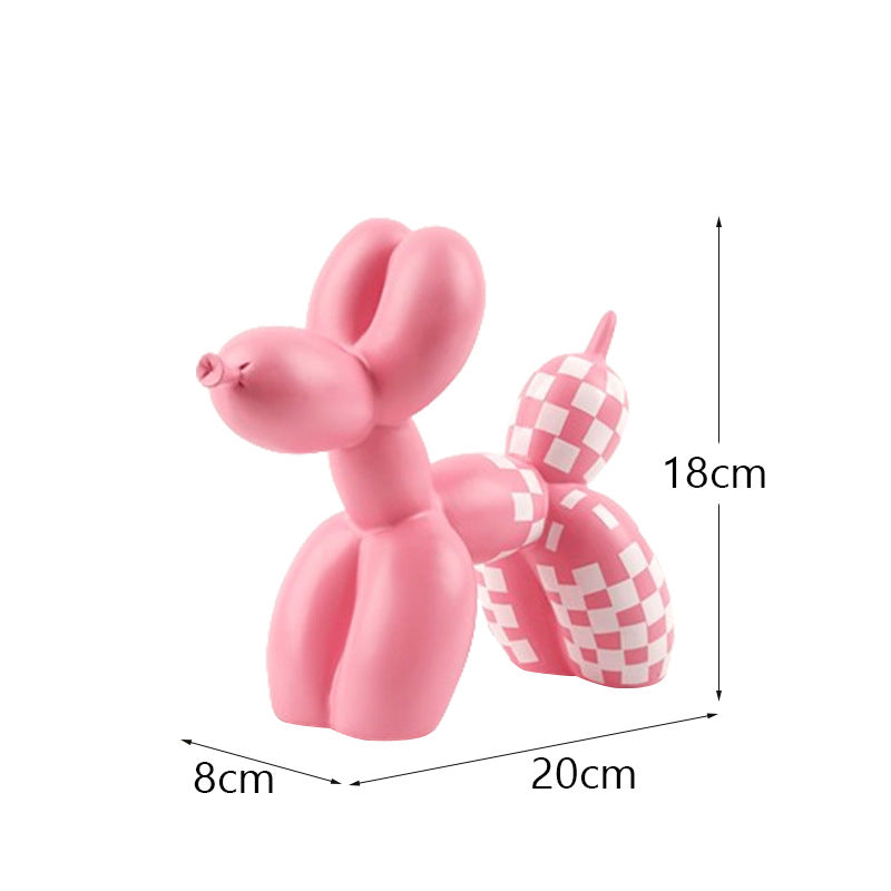 New black and white plaid balloon dog ornaments creative TV cabinet wine cabinet living room porch resin crafts