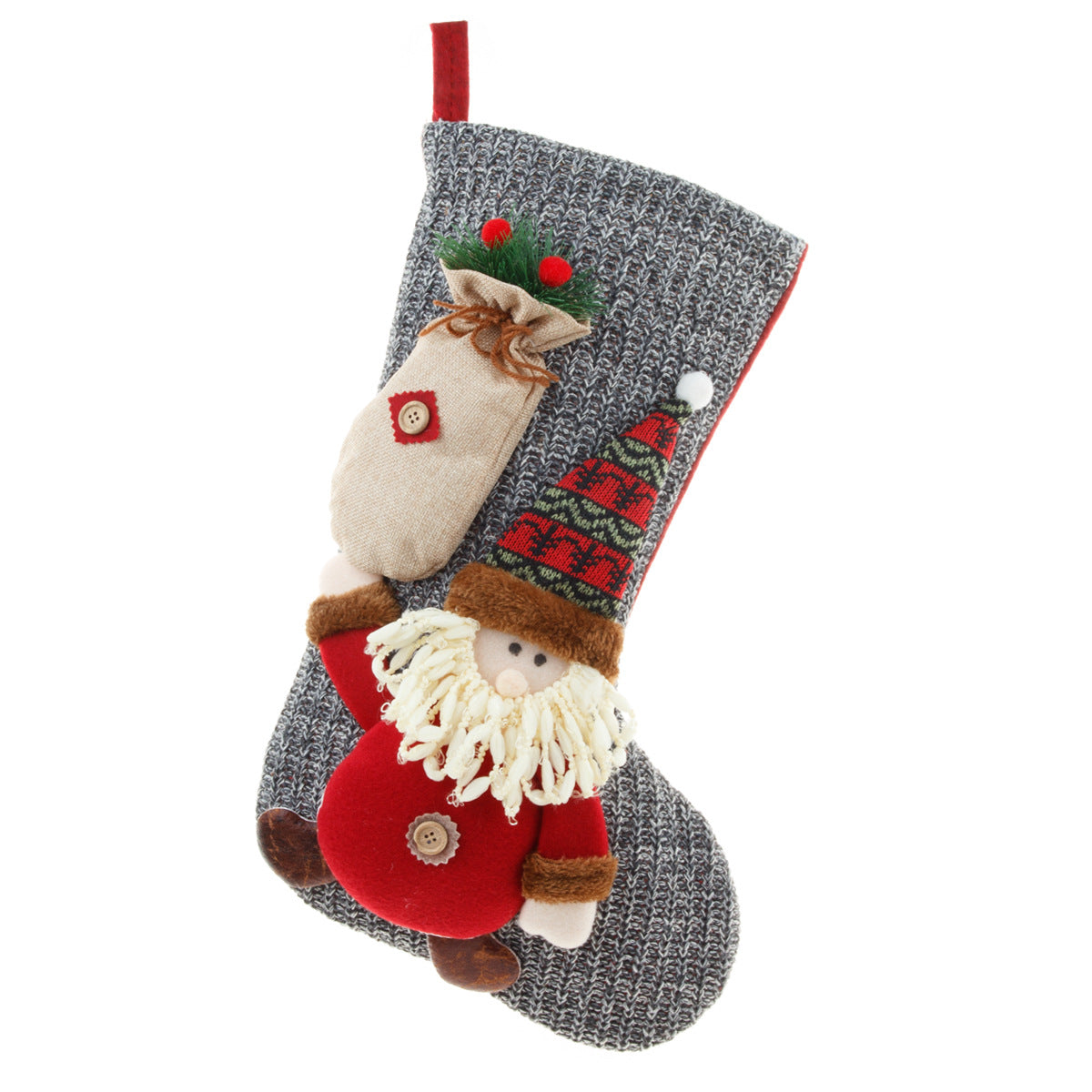 Christmas Decorations Knitted Yarn Large 3D Santa Claus Snowman Deer Christmas Socks Gift Bag