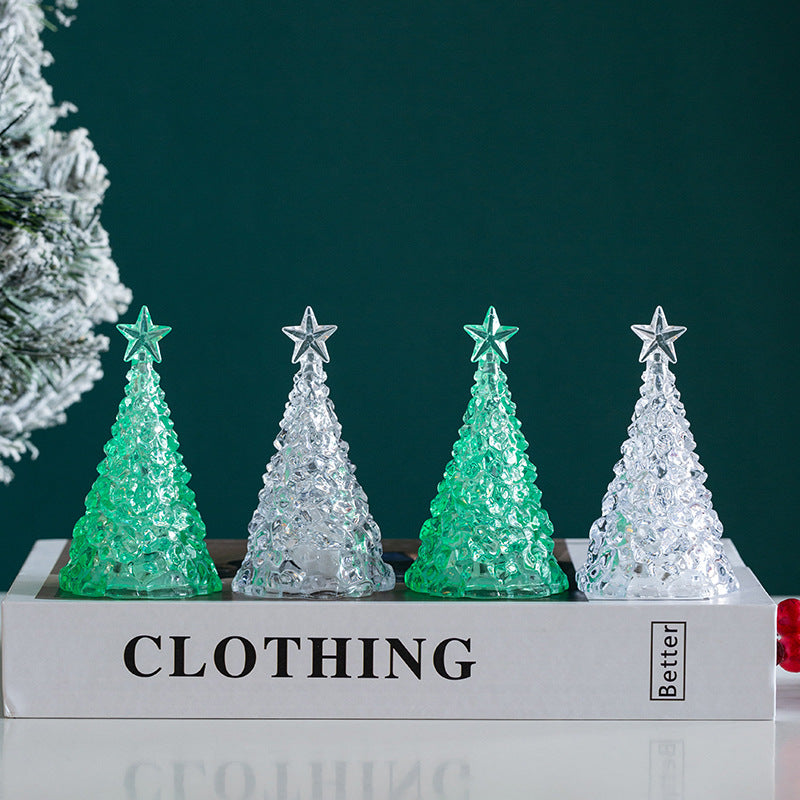 Christmas decoration mini luminous Christmas tree transparent crystal night light cross-border desktop decoration props small gifts