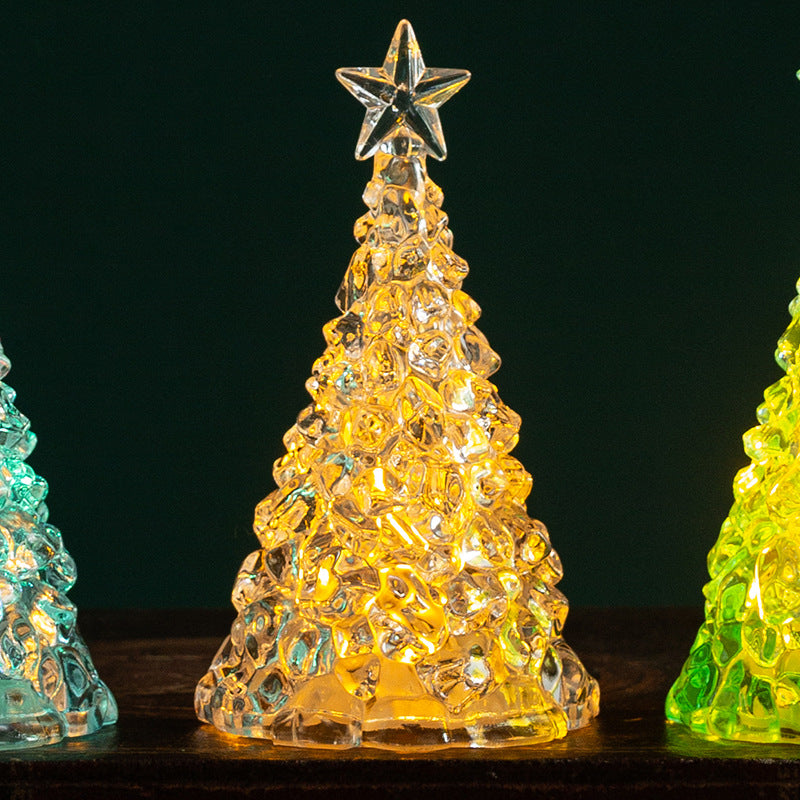 Christmas decoration mini luminous Christmas tree transparent crystal night light cross-border desktop decoration props small gifts