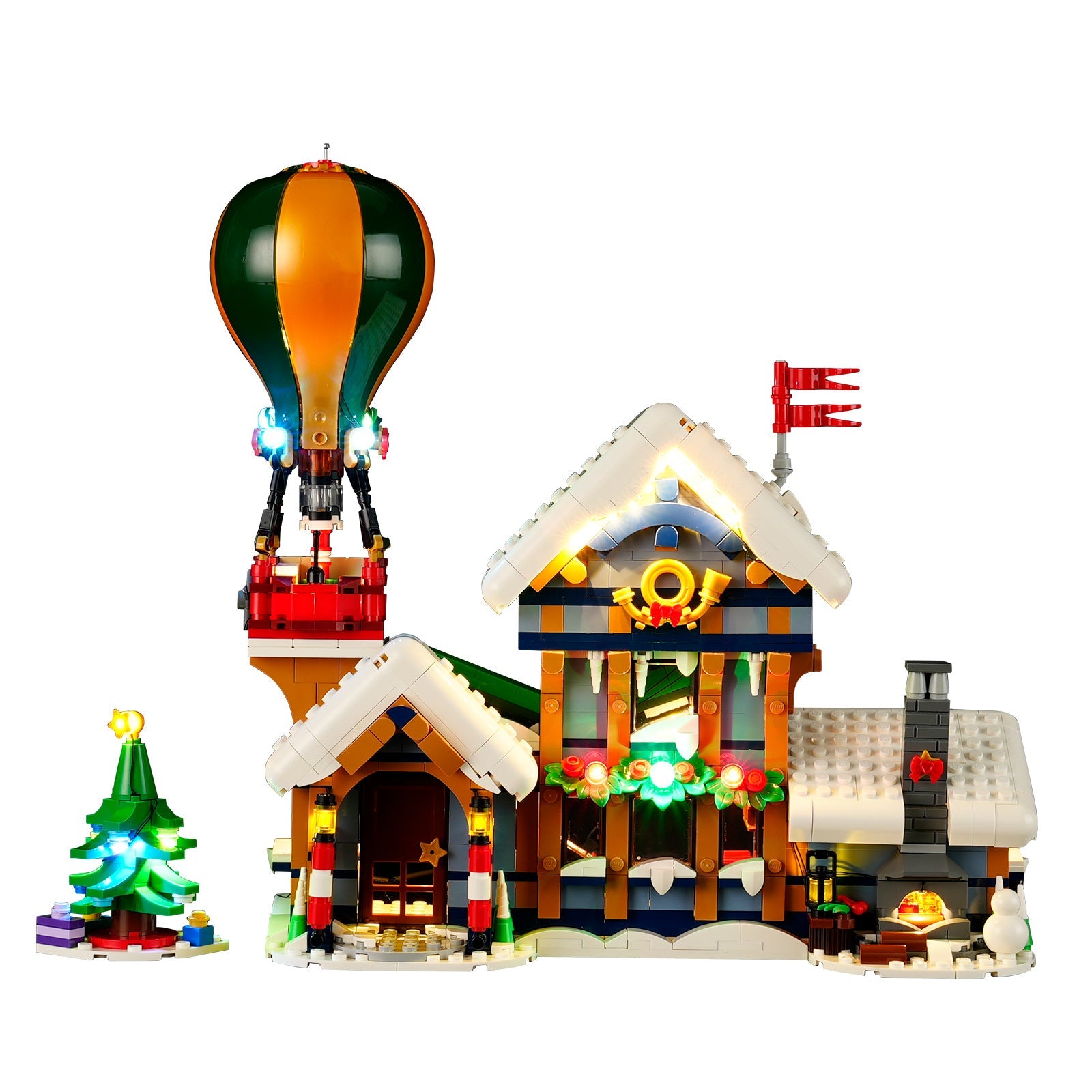 YB brand compatible with LEGO 10339 Santa Claus Post Office building blocks, LED lighting fixtures, winter lighting model ornaments