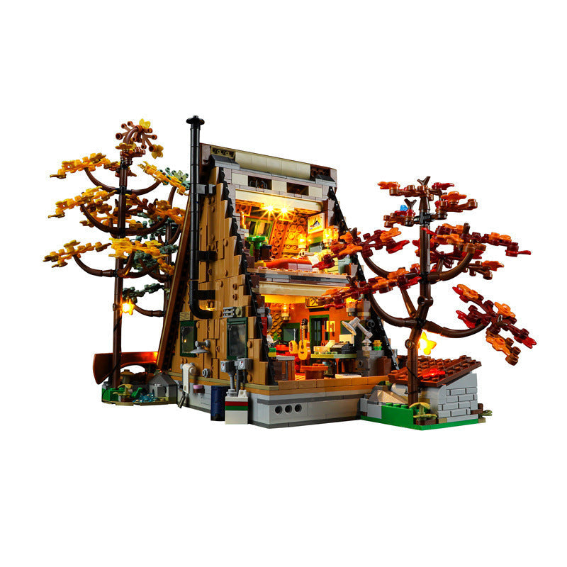Compatible with LEGO 21338 A-shaped wooden house LED lighting creative ornaments, luminous toys, and building blocks