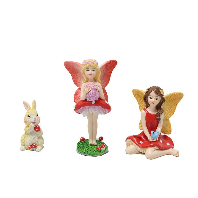 Creative resin elf statue with mushroom flower fairy ornaments