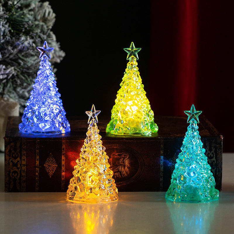 Christmas decoration mini luminous Christmas tree transparent crystal night light cross-border desktop decoration props small gifts