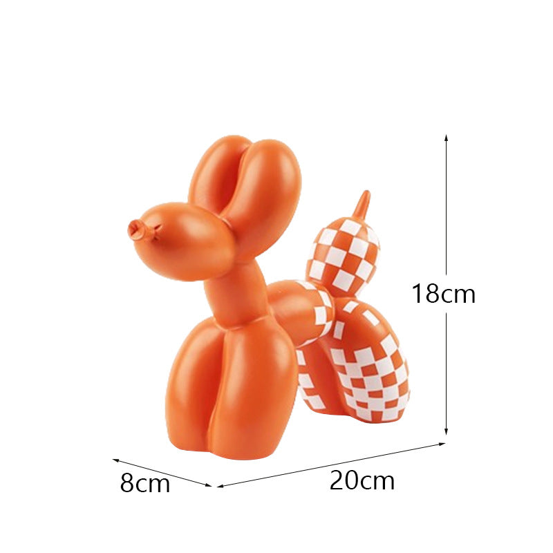 New black and white plaid balloon dog ornaments creative TV cabinet wine cabinet living room porch resin crafts