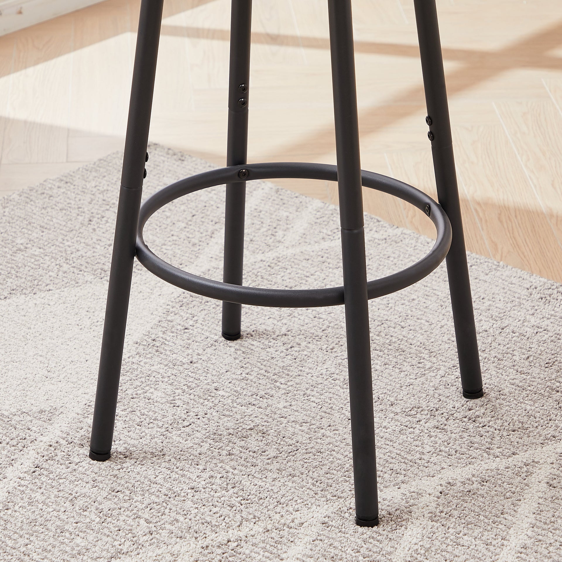 Round bar stool set with shelves stool with backrest Rustic Brown 23.6'' Dia x 35.4'' H