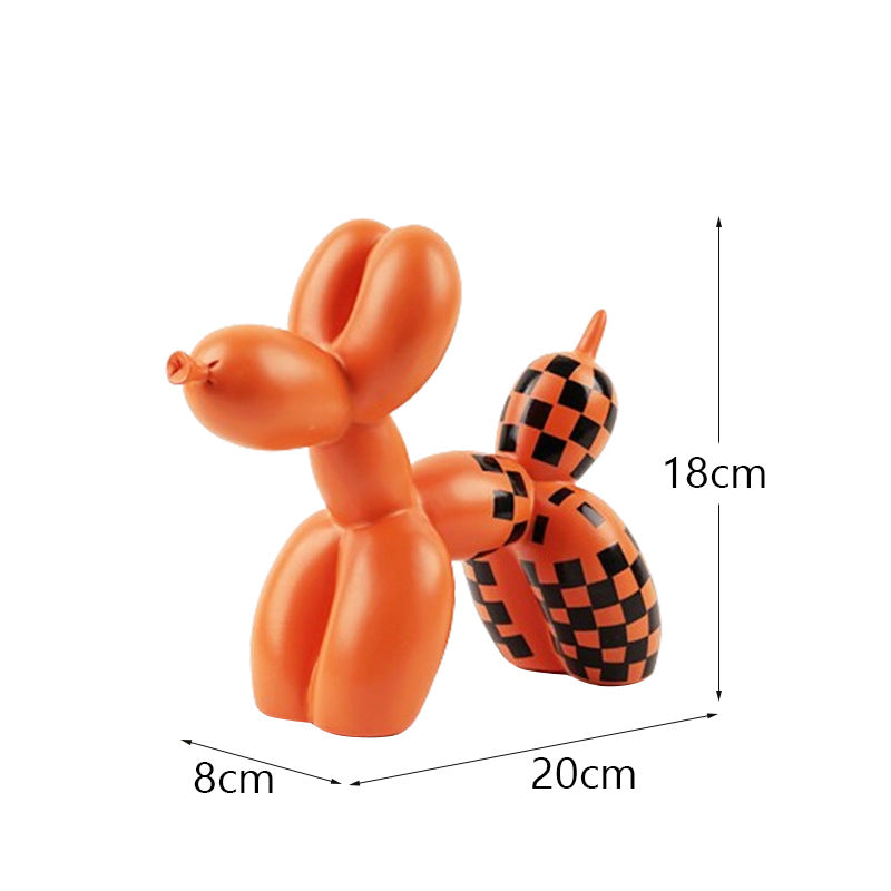 New black and white plaid balloon dog ornaments creative TV cabinet wine cabinet living room porch resin crafts