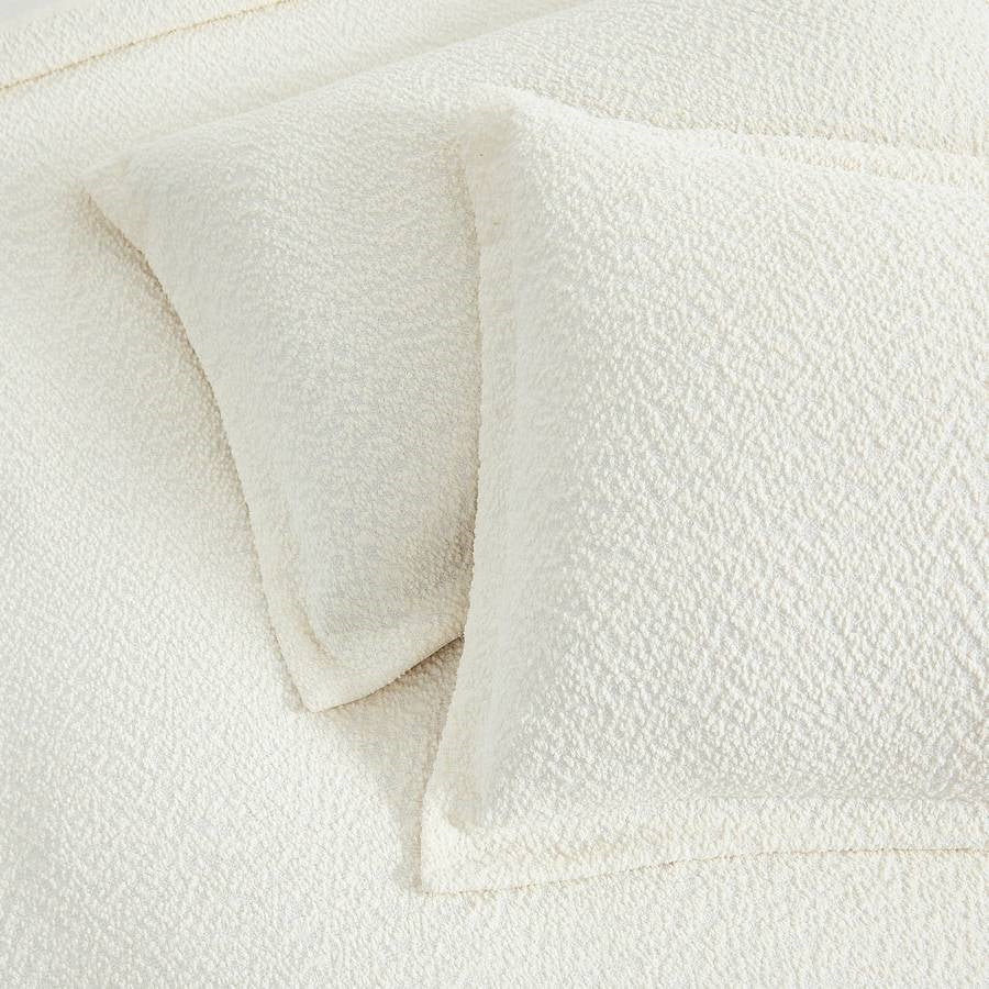 Full / Queen 3-Piece Off White Boucle Duvet Cover Set