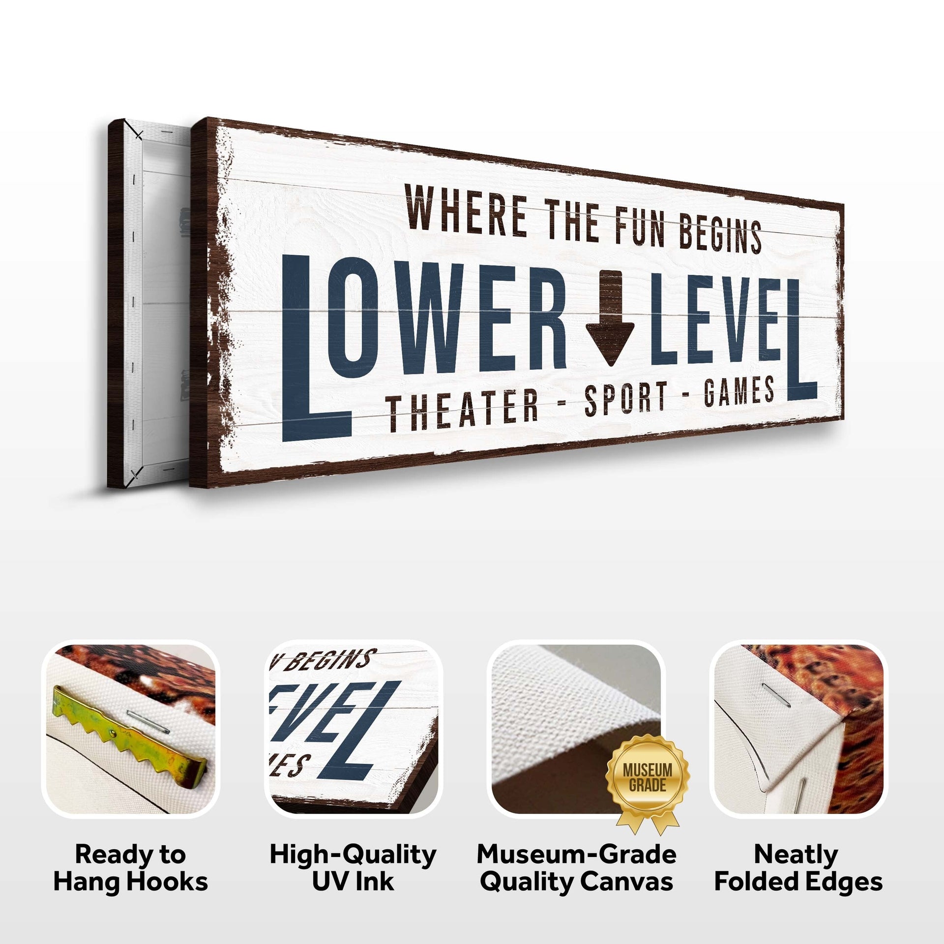 Lower Level Sign: Custom Bar Signs for Home Bar โ Ideal for Personalized Basement Bar Sign