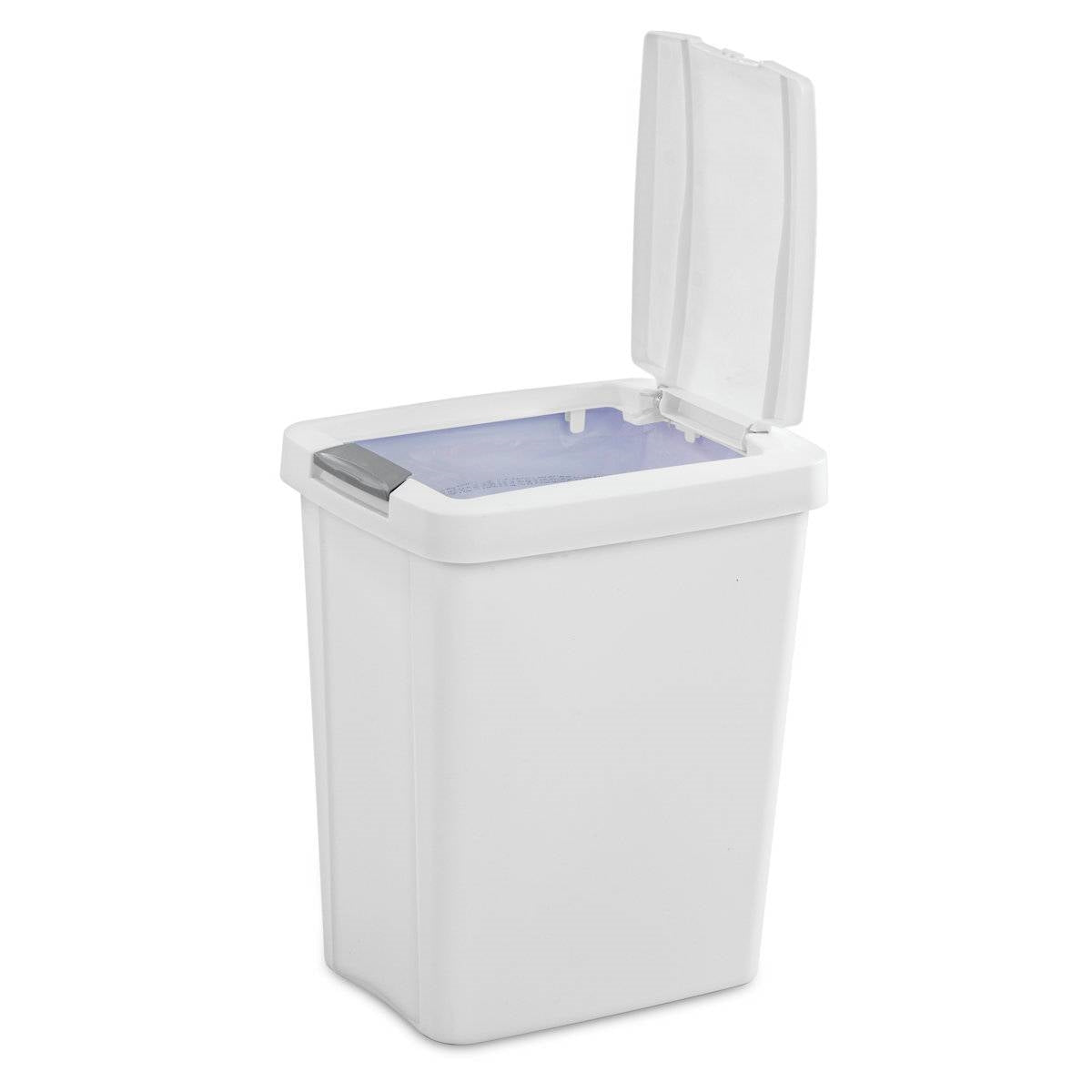 Set of 4 - White 8 Gallon Latch Top Kitchen Wastebasket Trash Can