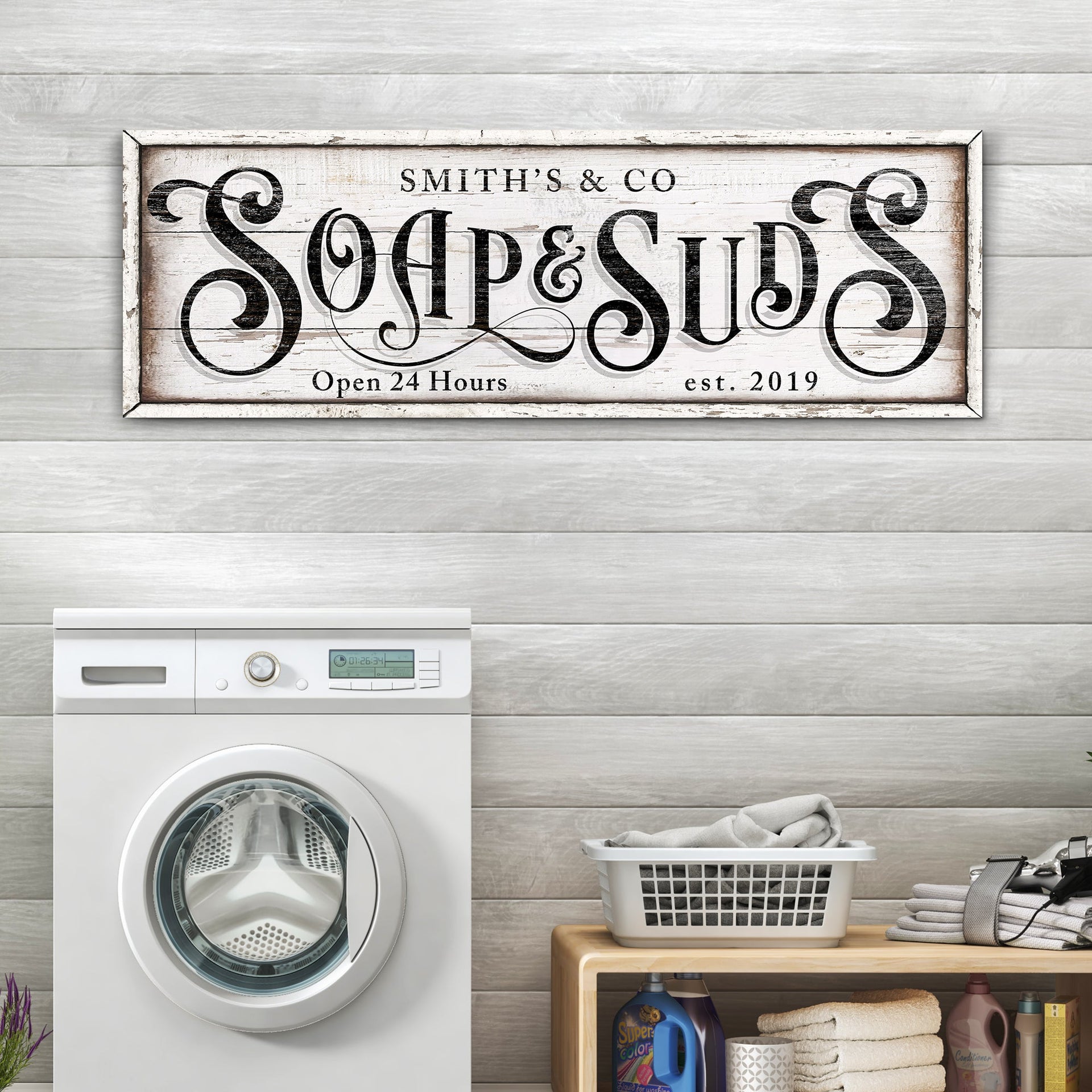 Personalized Soap And Suds Laundry Sign