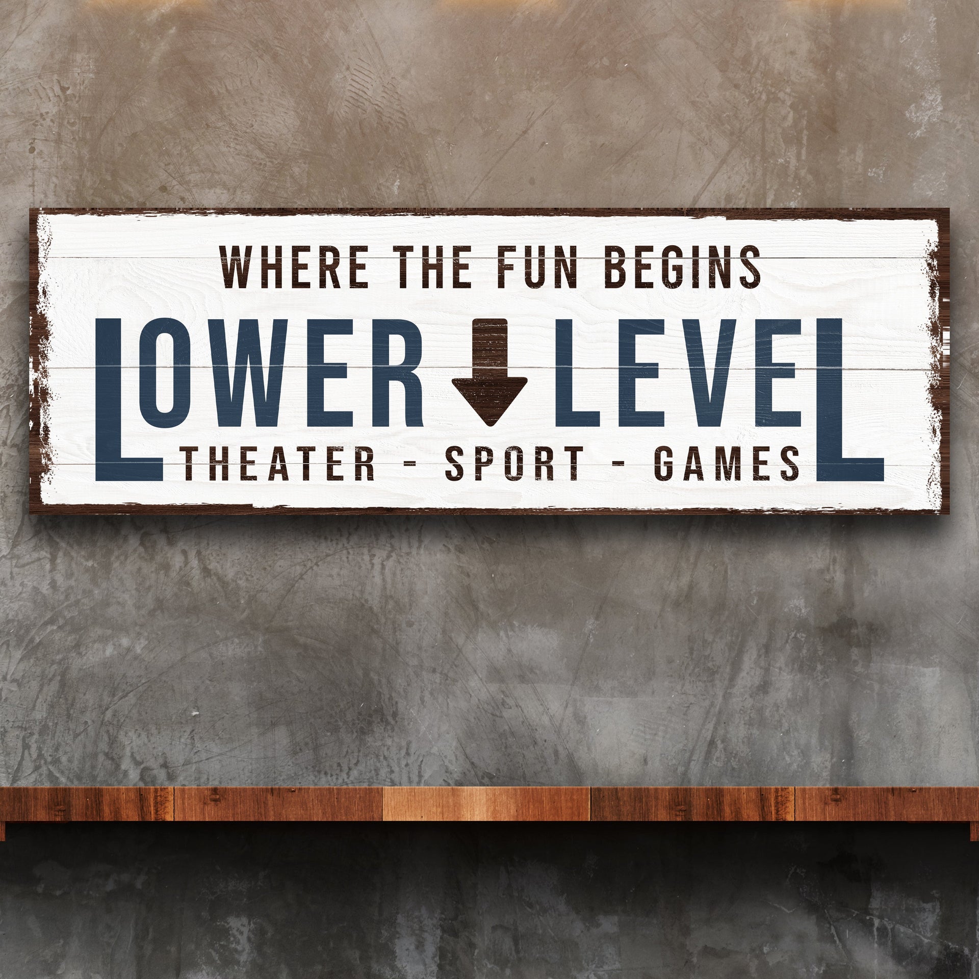 Lower Level Sign: Custom Bar Signs for Home Bar โ Ideal for Personalized Basement Bar Sign