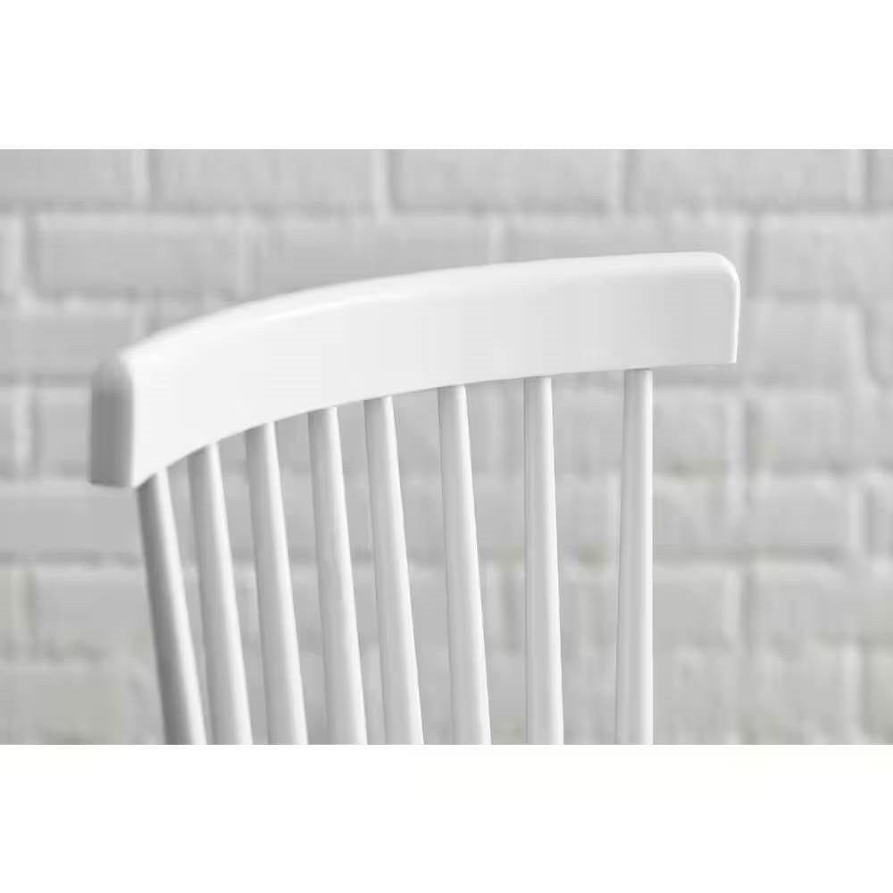 Set of 2 Classic Spindle Back White Solid Wood Dining Chair