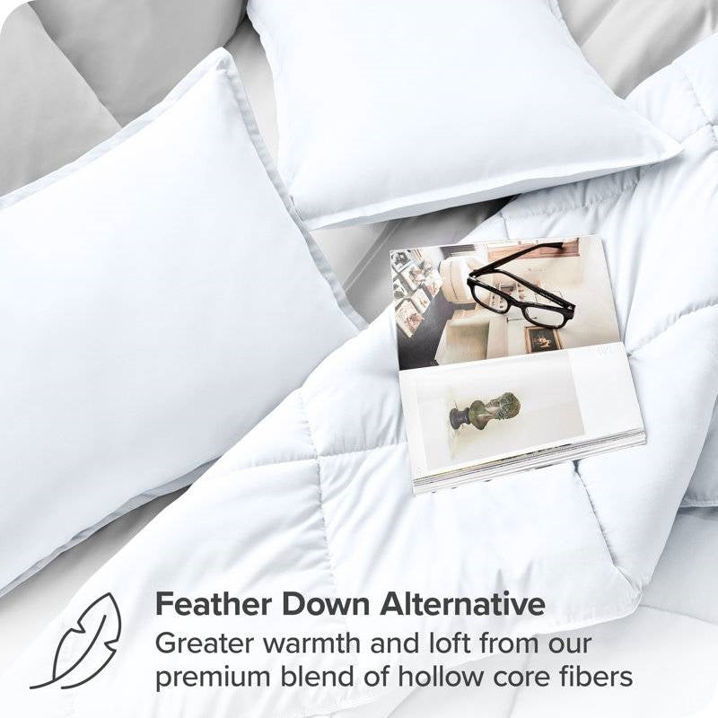 King/Cal King size Super Soft Microfiber Down Alternative Comforter Set White