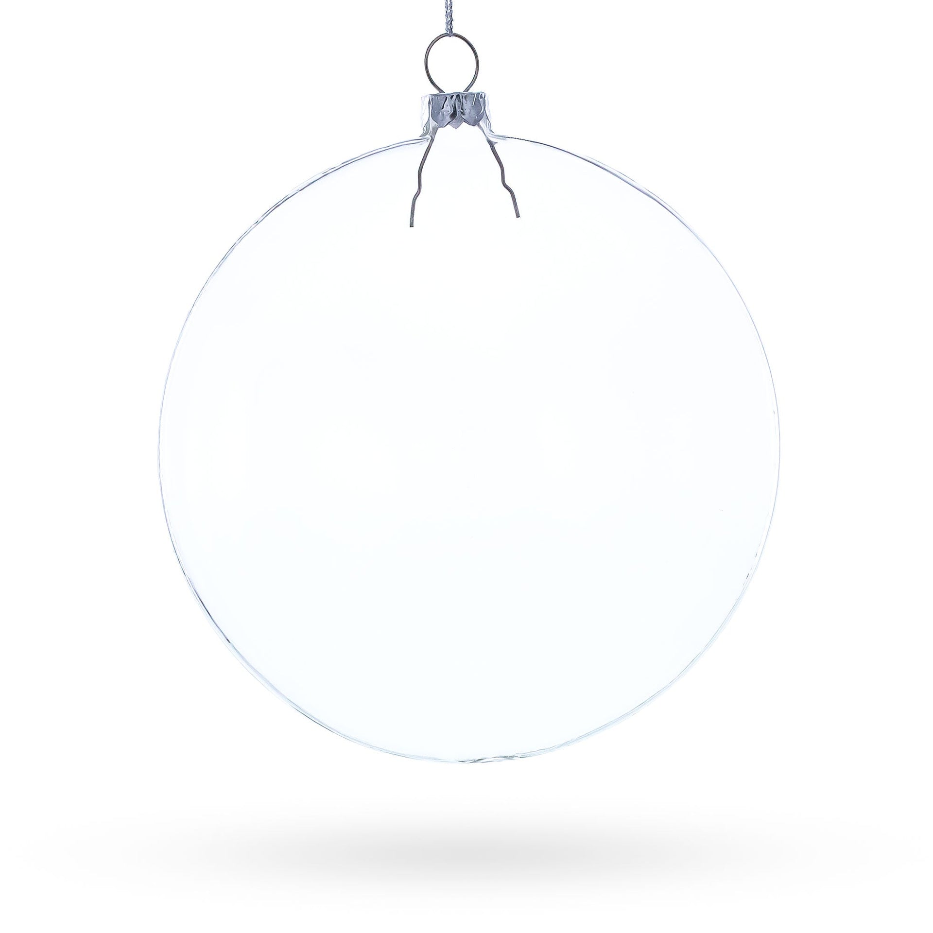 Set of 3 Flat Disc Clear Glass Christmas Ornaments 5.4 Inches (140 mm)