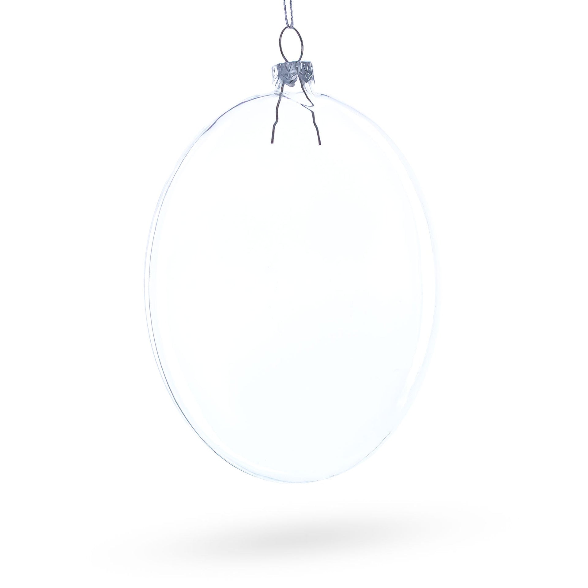 Set of 3 Flat Disc Clear Glass Christmas Ornaments 5.4 Inches (140 mm)