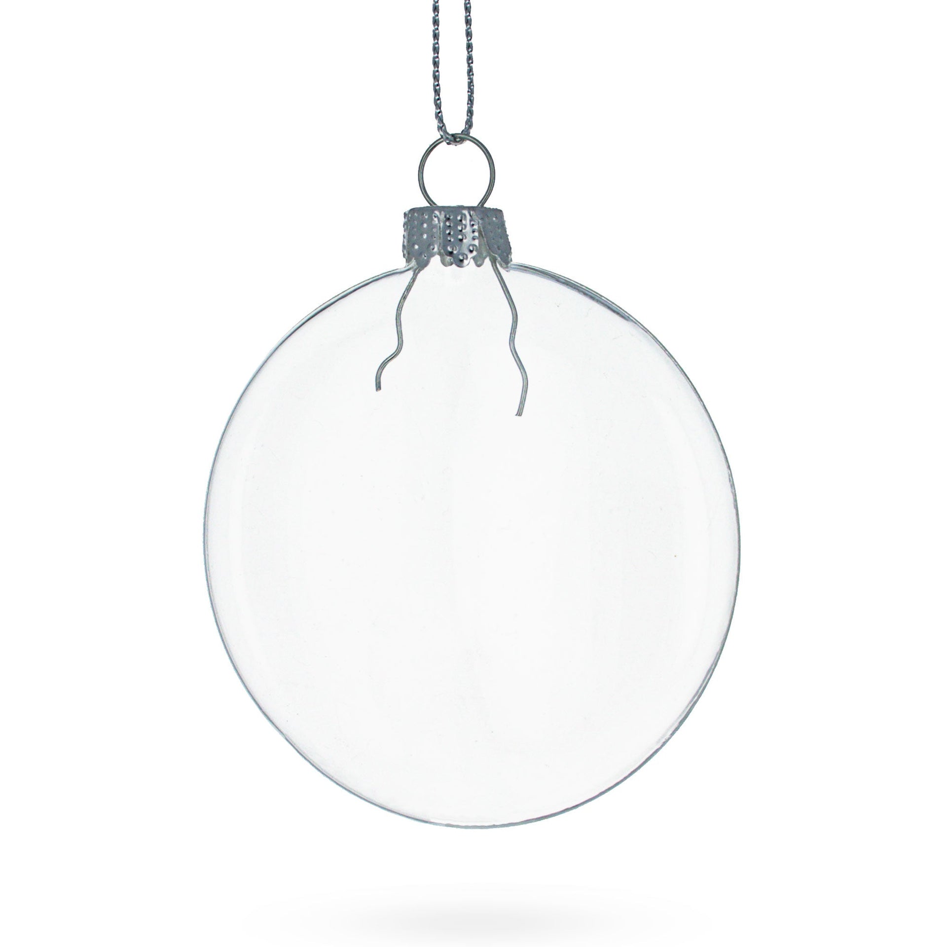 Set of 3 Flat Disc Clear Mini Glass Christmas Ornaments 2.85 Inches