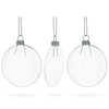Set of 3 Flat Disc Clear Glass Christmas Ornaments 3.7 Inches (94 mm)