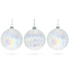 Set of 3 Iridescent Clear Glass Ball Christmas Ornaments 3.6 Inches