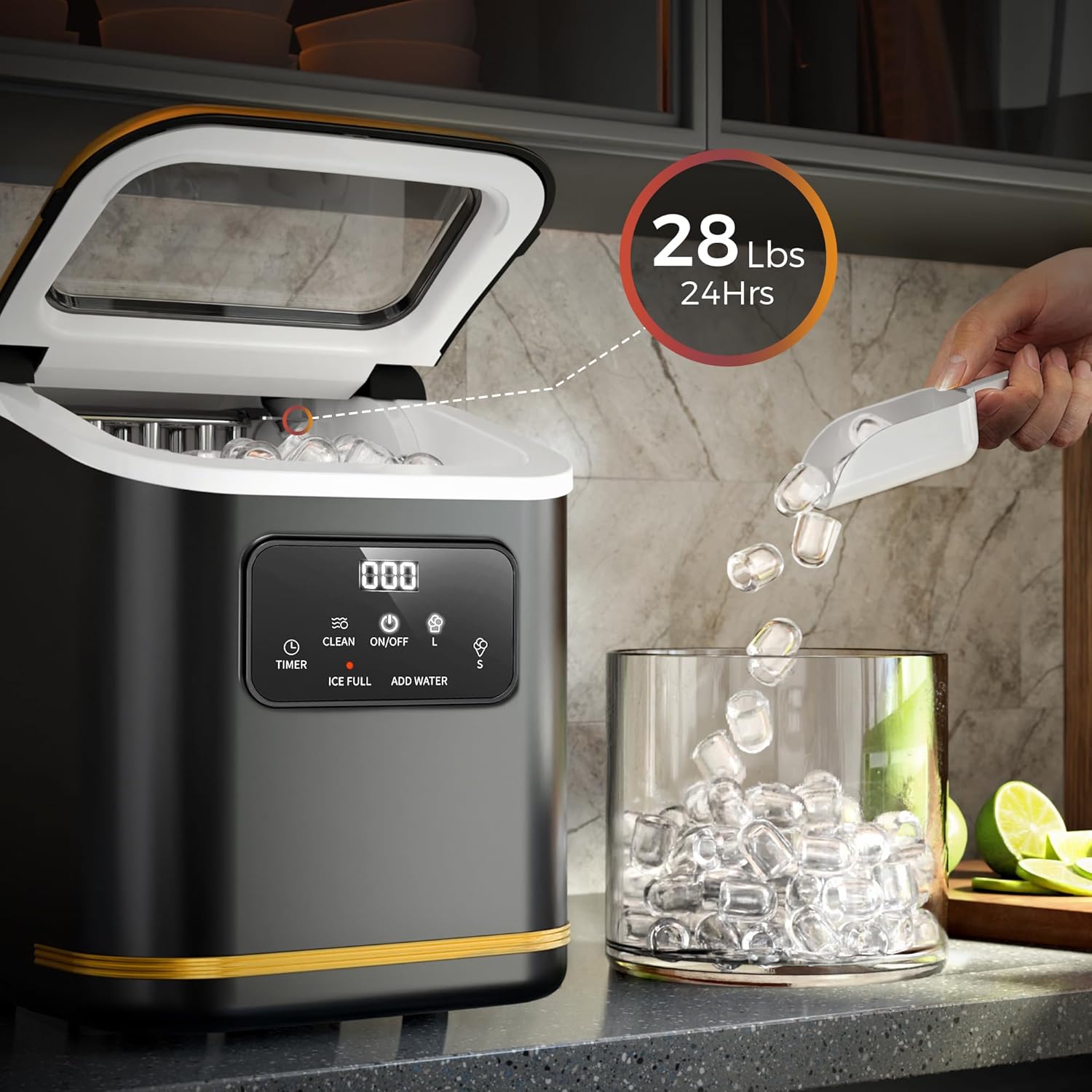 Ice Makers Countertop with LED Screen Control Panel Z5812KH