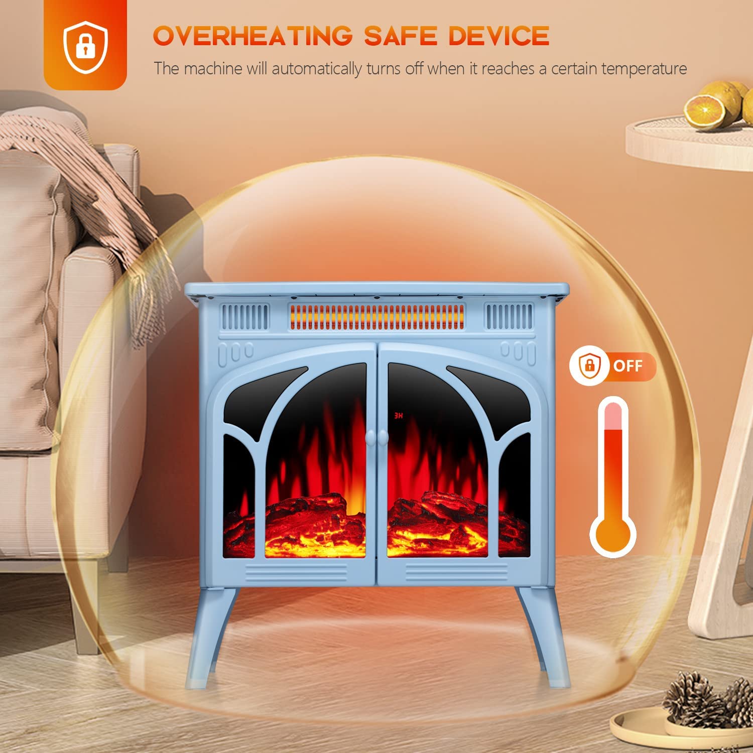 25 Inches 3D Infrared Free Standing Electric Fireplace Stove S230B