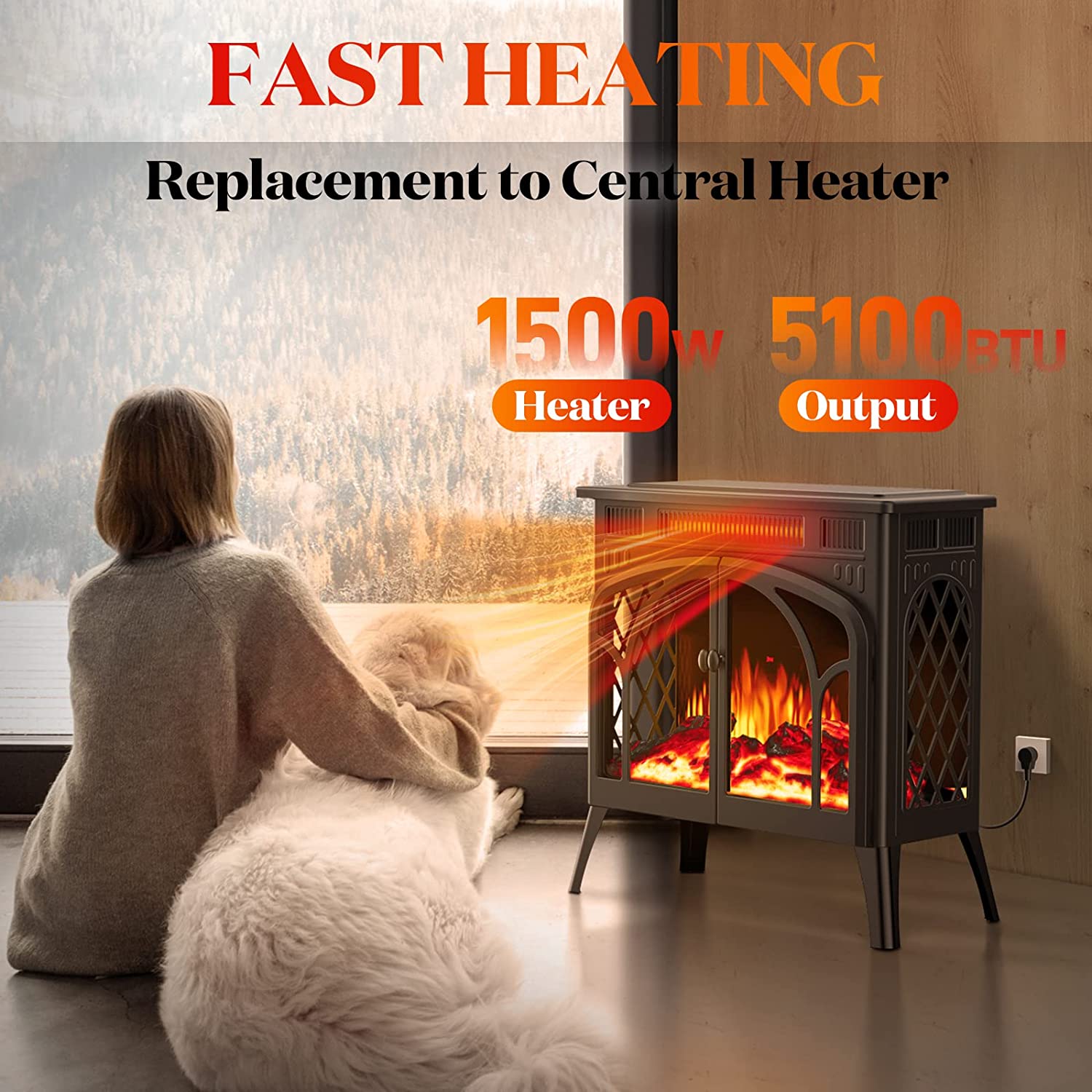 25 Inches 3D Infrared Free Standing Electric Fireplace Stove S230B