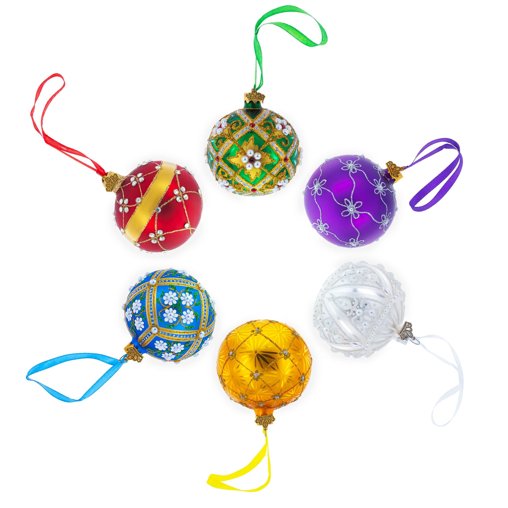 Set of 6 Beige Glass Ball Christmas Ornaments 3.25 Inches