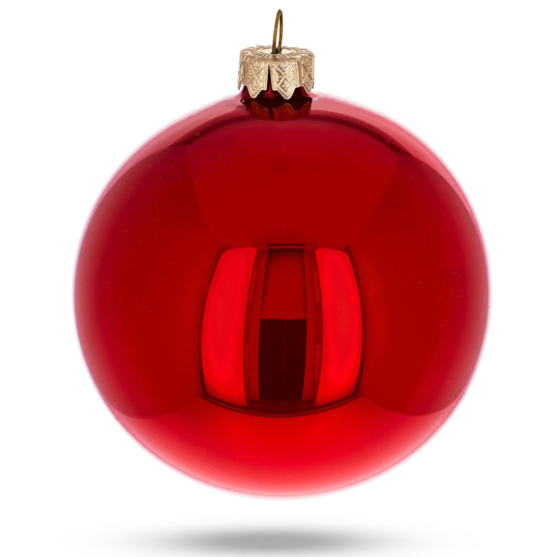 Set of 6 Red Glossy Glass Ball Christmas Ornaments 3.25 Inches